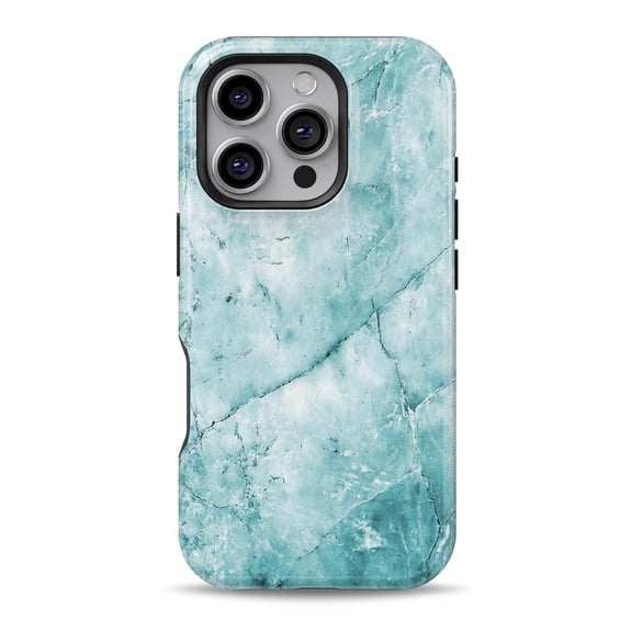 DesignSkinz Scratch-Resistant Hard Slim Case Compatible with iPhone 15 (Compatible with MagSafe) - Cracked Turquise Marble Surface