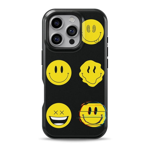 DesignSkinz Scratch-Resistant Hard Slim Case Compatible with iPhone 15 (Compatible with MagSafe) - Silly Smileys