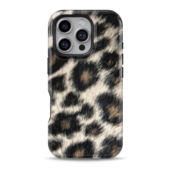 DesignSkinz Scratch-Resistant Hard Slim Case Compatible with iPhone 15 Pro (Compatible with MagSafe) - Light Leopard Fur