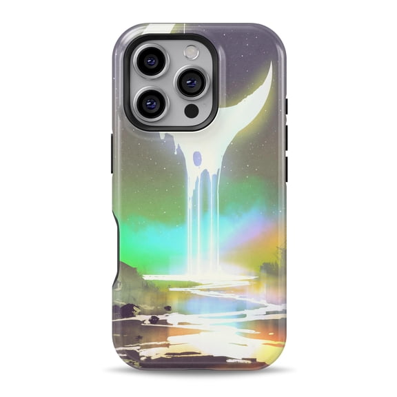 DesignSkinz Scratch-Resistant Hard Slim Case Compatible with iPhone 15 Pro (Compatible with MagSafe) - Melting Moon Over a Glowing River