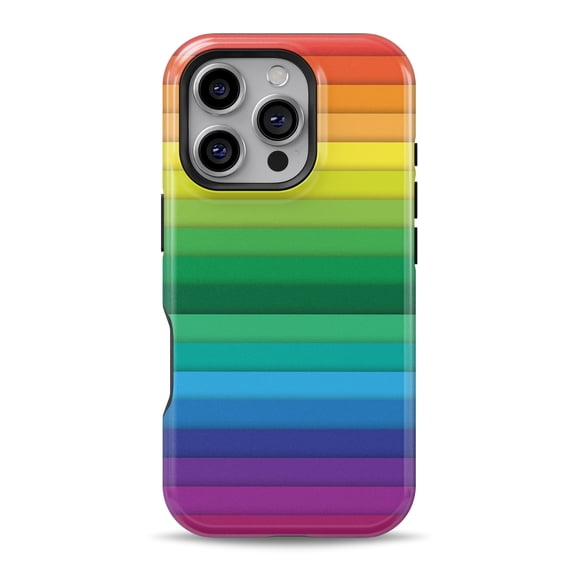 DesignSkinz Scratch-Resistant Hard Slim Case Compatible with iPhone 15 Pro (Compatible with MagSafe) - Rainbow Striped