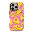 thumbnail image 1 of DesignSkinz Scratch-Resistant Hard Slim Case Compatible with iPhone 15 Pro Max (Compatible with MagSafe) - Groovy Pink Smileys, 1 of 9