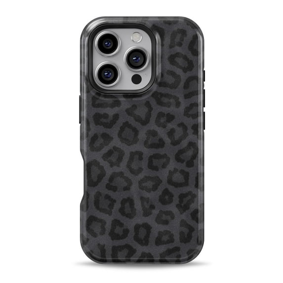 DesignSkinz Scratch-Resistant Hard Slim Case Compatible with iPhone 15 Pro Max (Compatible with MagSafe) - Trendy Black Leopard Animal Print V2