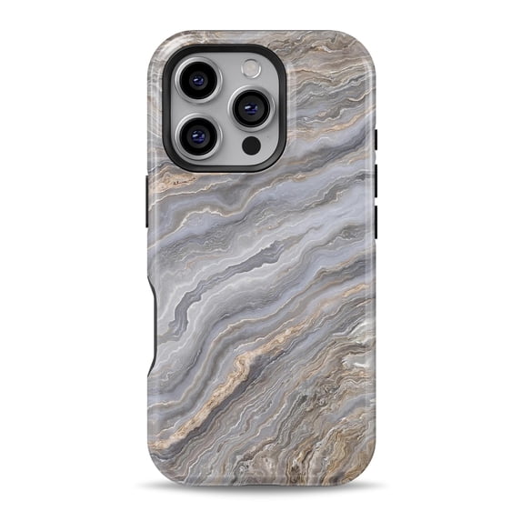 DesignSkinz Scratch-Resistant Hard Slim Case Compatible with iPhone 16 (Compatible with MagSafe) - Agate Marble Slate V3