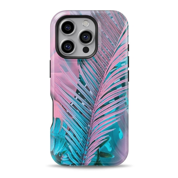 DesignSkinz Scratch-Resistant Hard Slim Case Compatible with iPhone 16 (Compatible with MagSafe) - Neon Retro Paint Forest V1