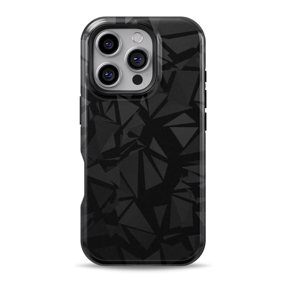 DesignSkinz Scratch-Resistant Hard Slim Case Compatible with iPhone 16 (Compatible with MagSafe) - Shattered Black Polygon