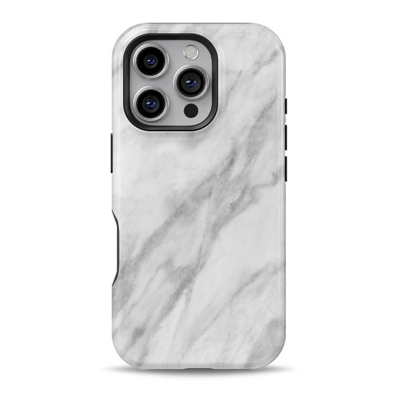 DesignSkinz Scratch-Resistant Hard Slim Case Compatible with iPhone 16 (Compatible with MagSafe) - White Marble Surface