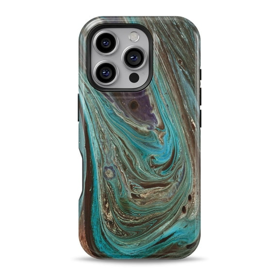 DesignSkinz Scratch-Resistant Hard Slim Case Compatible with iPhone 16 Plus (Compatible with MagSafe) - Swirling Dark Acrylic Marble