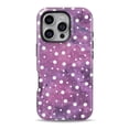 thumbnail image 1 of DesignSkinz Scratch-Resistant Hard Slim Case Compatible with iPhone 16 Plus (Compatible with MagSafe) - White Polka Dots Over Purple Pink Paint Mix, 1 of 9