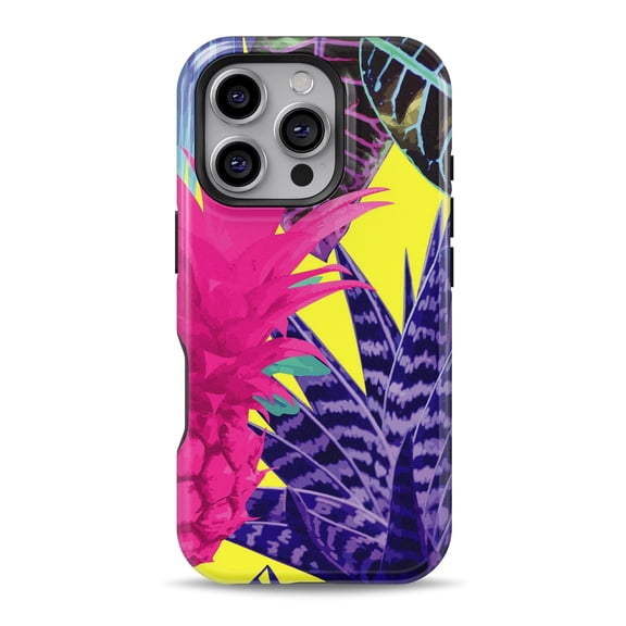 DesignSkinz Scratch-Resistant Hard Slim Case Compatible with iPhone 16 Pro (Compatible with MagSafe) - Hype Flourescent Summer Pineapple Pattern