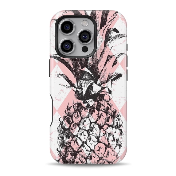 DesignSkinz Scratch-Resistant Hard Slim Case Compatible with iPhone 16 Pro Max (Compatible with MagSafe) - Tropical Summer Pink Pineapple v1