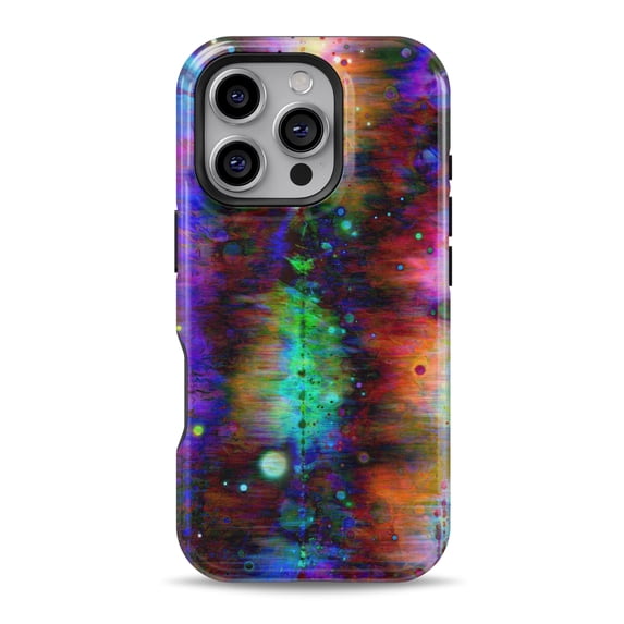 DesignSkinz Scratch-Resistant Hard Slim Case Compatible with iPhone SE Gen 2/3 (Compatible with MagSafe) - Neon Paint Mixtured Surface