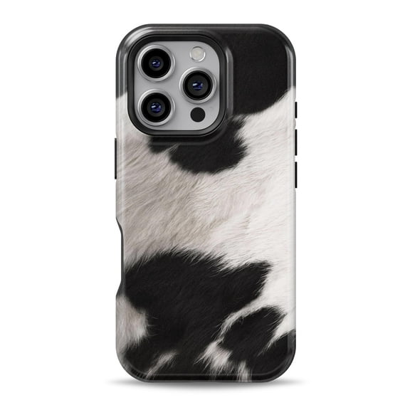 DesignSkinz Scratch-Resistant Hard Slim Case Compatible with iPhone SE Gen 2/3 (Compatible with MagSafe) - Realistic Cow Hide Print