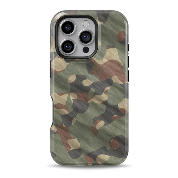 DesignSkinz Scratch-Resistant Hard Slim Case Compatible with iPhone SE Gen 2/3 (Compatible with MagSafe) - Traditional Camouflage Fabric Pattern