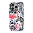thumbnail image 1 of DesignSkinz Scratch-Resistant Hard Slim Case Compatible with iPhone SE Gen 2/3 (Compatible with MagSafe) - Tropical Flamingo and Zebra Jungle, 1 of 9
