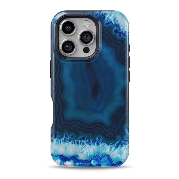 DesignSkinz Scratch-Resistant Hard Slim Case Compatible with iPhone SE Gen 2/3 (Compatible with MagSafe) - Vivid Blue Agate Crystal
