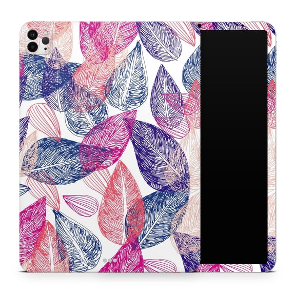 DesignSkinz Seamless Pink & Blue Color Leaves Full-Body Skin Decal Wrap Cover for iPad Pro 12.9” 2nd Gen (A1670/A1671)