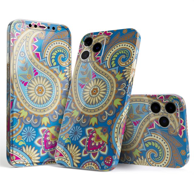 DesignSkinz Subtle Blue & Yellow Paisley Pattern FullBody Skin Decal