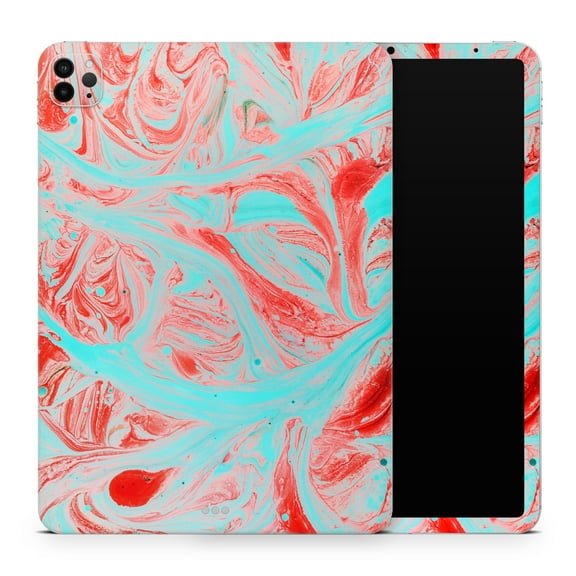 DesignSkinz Swirling Pink and Mint Acrylic Marble Full-Body Skin Decal Wrap Cover for iPad Pro 12.9” 4th Gen (A2229/A2069/A2239/A2233)