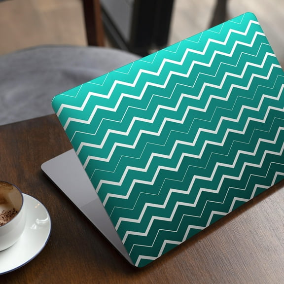 DesignSkinz Teal Gradient Layered Chevron Full-Body Skin Decal Wrap Cover for MacBook Pro 13" with Touch Bar (A2289/A2251)