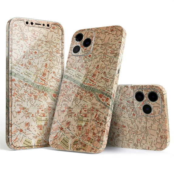DesignSkinz The Vintage Paris Overview Map Full-Body Skin Decal Wrap Cover for iPhone 13 Pro Max