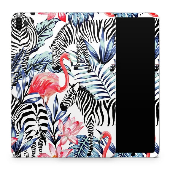 DesignSkinz Tropical Flamingo and Zebra Jungle Full-Body Skin Decal Wrap Cover for iPad Pro 13" M4 2024 (A2925/A2926)