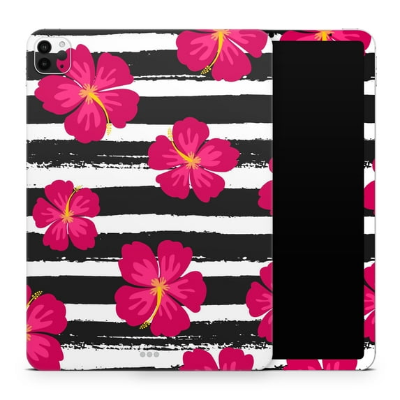 DesignSkinz Tropical Summer Hot Pink Floral v2 Full-Body Skin Decal Wrap Cover for iPad Pro 11” 3rd/4th Gen (A2377/A2459/A2759/A2435)