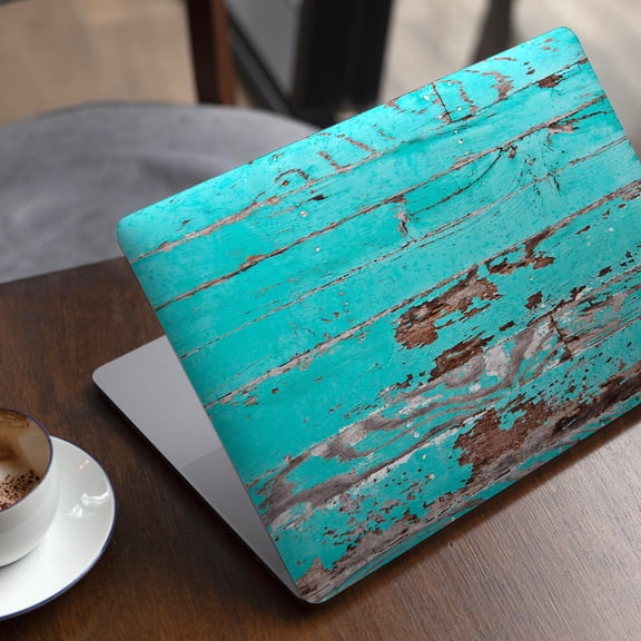 DesignSkinz Turquoise Chipped Paint on Wood Full-Body Skin Decal Wrap Cover for MacBook Air 15" M2/M3 (A2941/A3114)