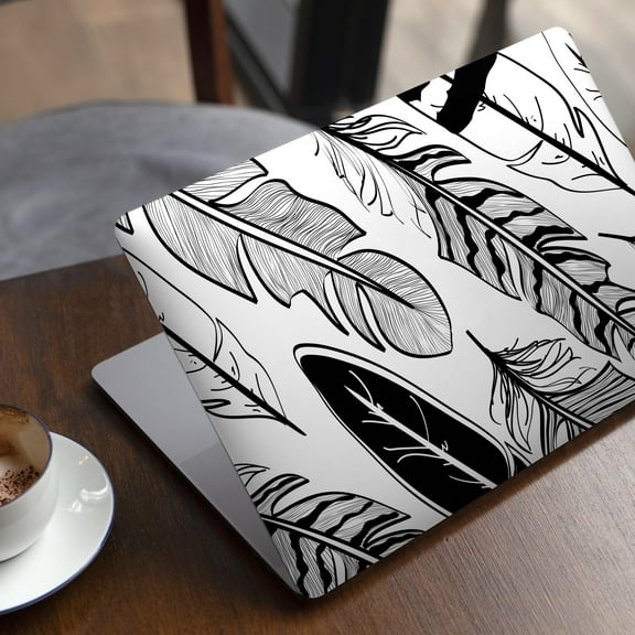 DesignSkinz Vector Black and White Feathers Full-Body Skin Decal Wrap Cover for MacBook 12" Retina (A1534)