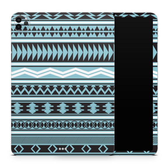 DesignSkinz Vector Blue & Black Aztec Pattern V2 Full-Body Skin Decal Wrap Cover for iPad Air 4/5 (A2316/A2324/A2588/A2589)