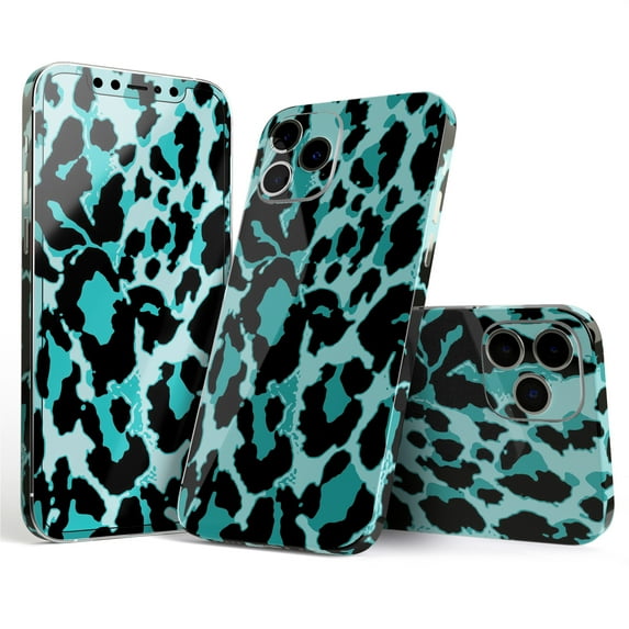 DesignSkinz Vector Hot Turquoise Cheetah Print Full-Body Skin Decal Wrap Cover for iPhone 13 Pro Max