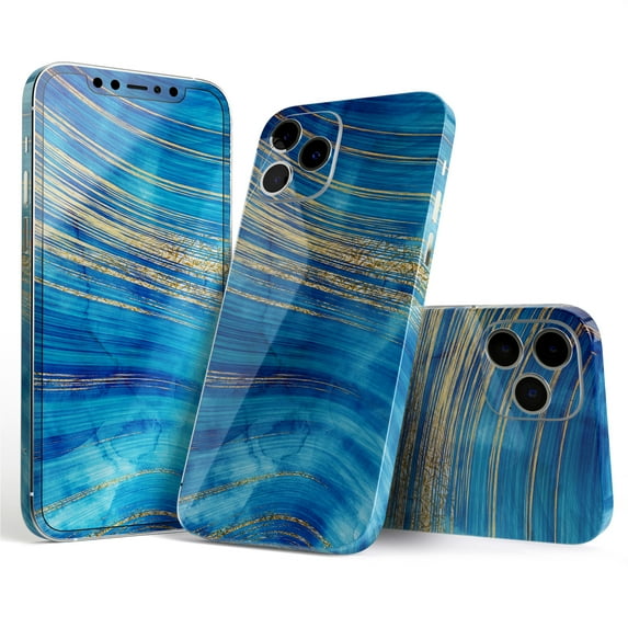DesignSkinz Vivid Agate Vein Slice Blue V1 Full-Body Skin Decal Wrap Cover for iPhone 13