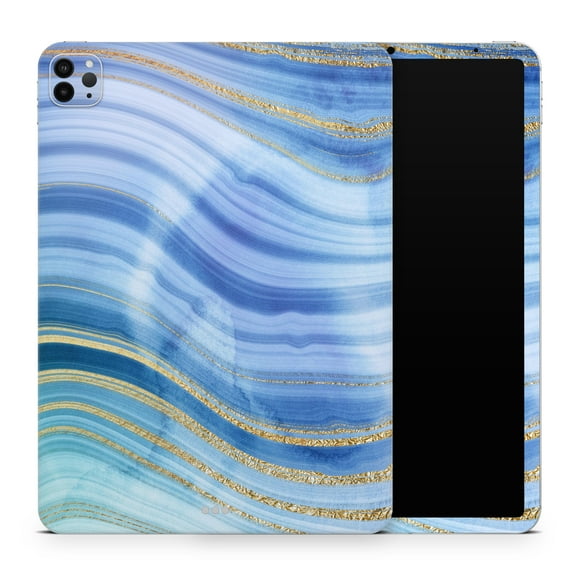 DesignSkinz Vivid Agate Vein Slice Blue V4 Full-Body Skin Decal Wrap Cover for iPad 7th Gen 10.2”(A2197/A2200)