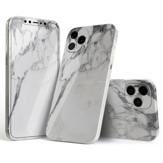 DesignSkinz White & Grey Marble Surface V3 Full-Body Skin Decal Wrap Cover for iPhone 15 Pro
