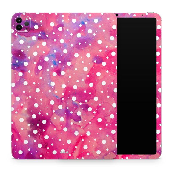 DesignSkinz White Polka Dots Over Pink Watercolor Grunge Full-Body Skin Decal Wrap Cover for iPad Mini 2 (A1489/A1490)