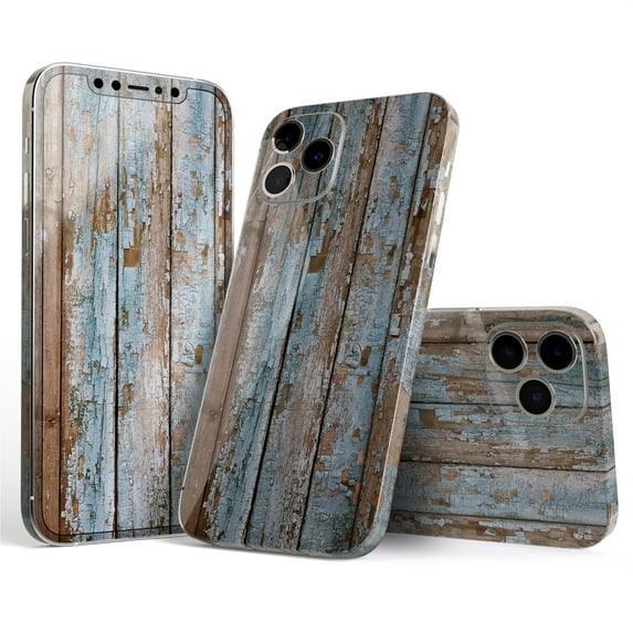 DesignSkinz Wood Planks with Peeled Blue Paint Full-Body Skin Decal Wrap Cover for iPhone 14