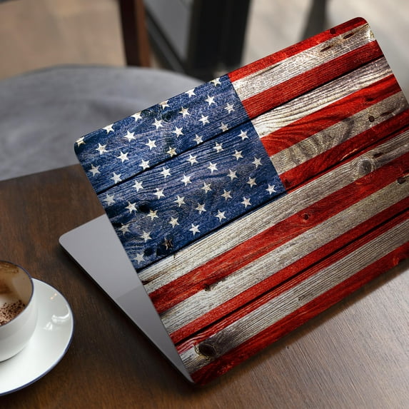 DesignSkinz Wooden Grungy American Flag Full-Body Skin Decal Wrap Cover for MacBook 12" Retina (A1534)