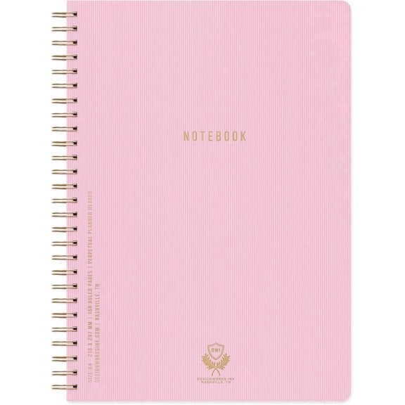 DesignWorks Ink Twin Wire Notebook, Soft Cover Daily Planner & Writing Journal, 160 Lined Perforated Pages, Large Spiral Notebook 8.25 x 11.625 in, Lilac