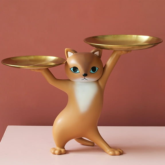 Designa Charming Eco-Friendly Cat Storage Ornament with Two Trays for Stylish Home Organization and Decor