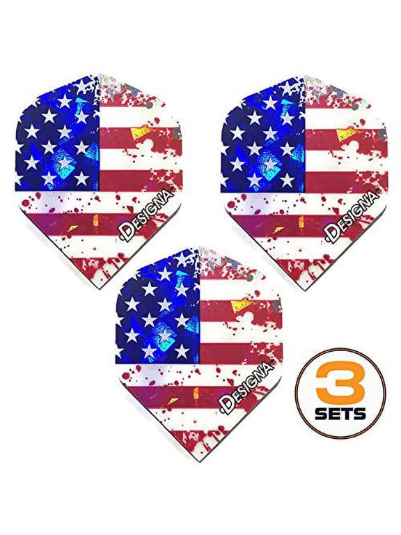Designa USA American Flag Stars & Stripes Patriot, Holographic Strong Standard Dart Flights (3 Sets)