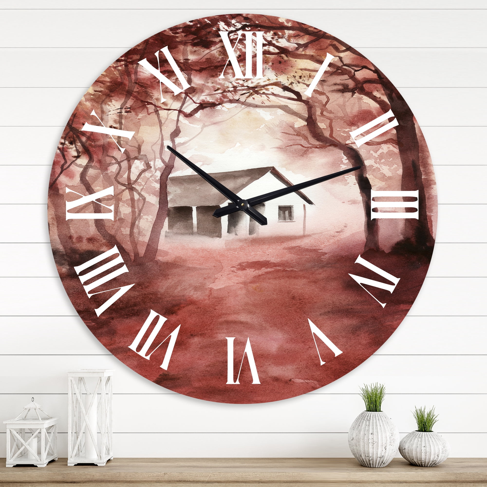 Designart 1 in Cabin,Lodge Wall Clock