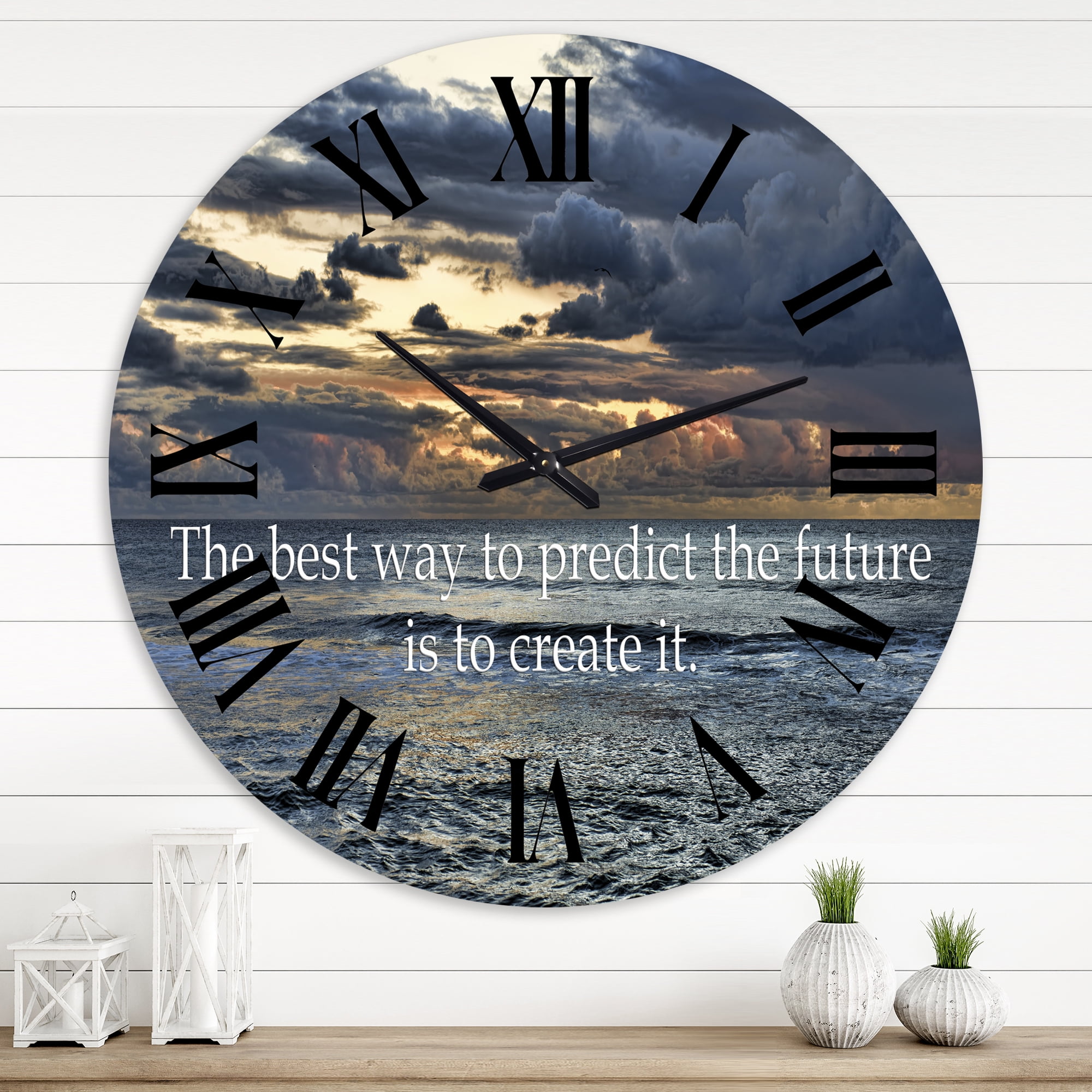 Designart 1 in Quartz Coastal Wall Clock