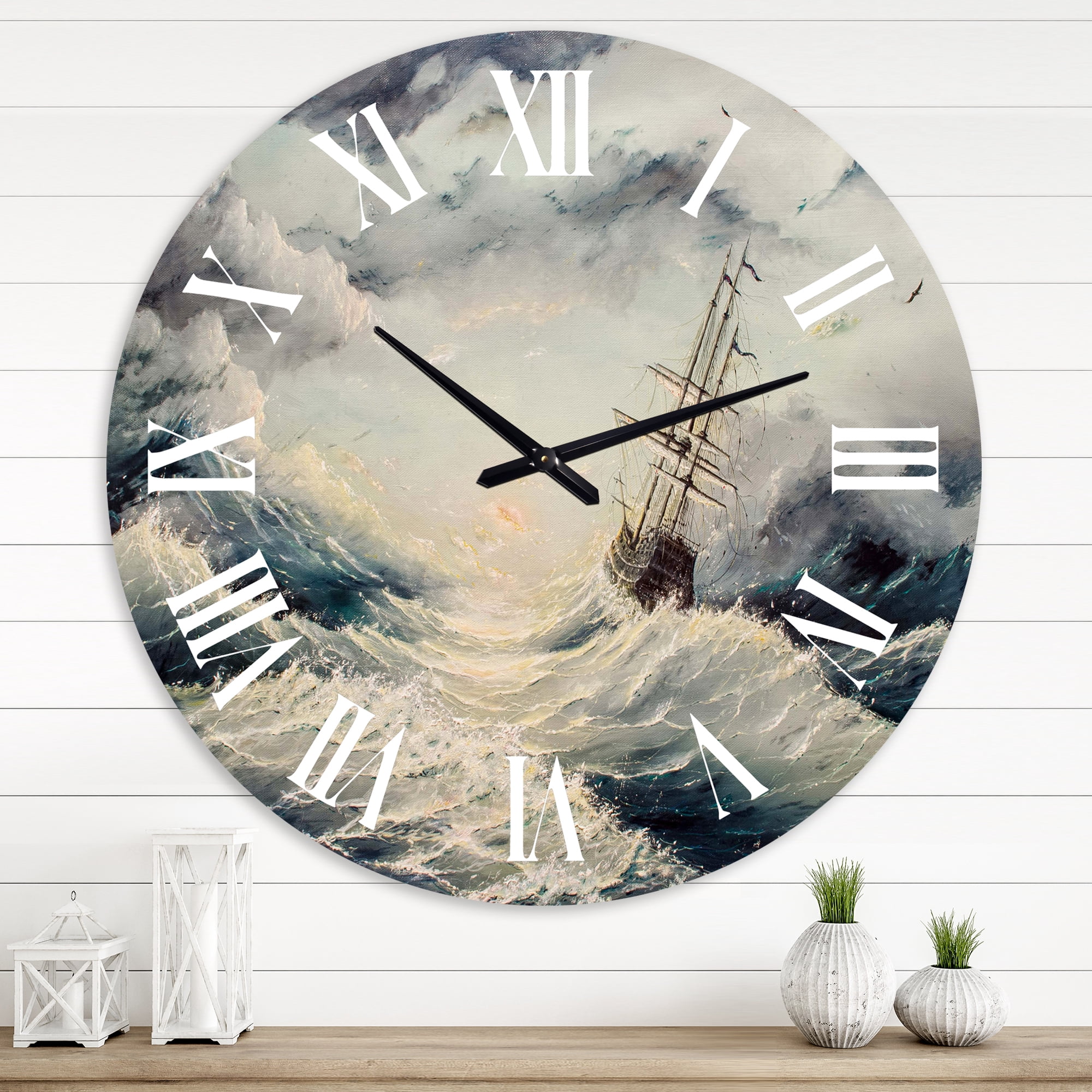 Designart 1 in Quartz Coastal Wall Clock