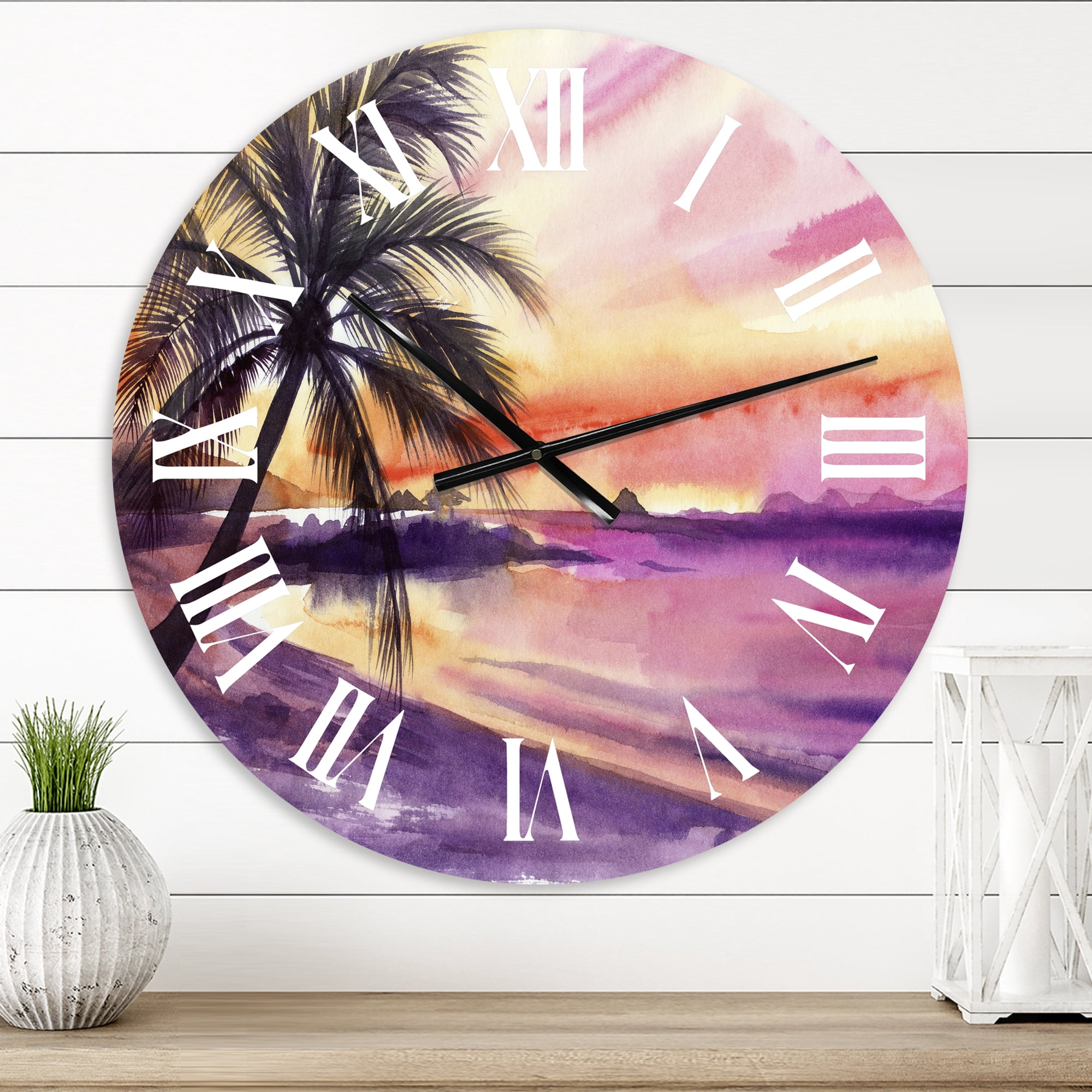 Designart 1 in Quartz Coastal Wall Clock