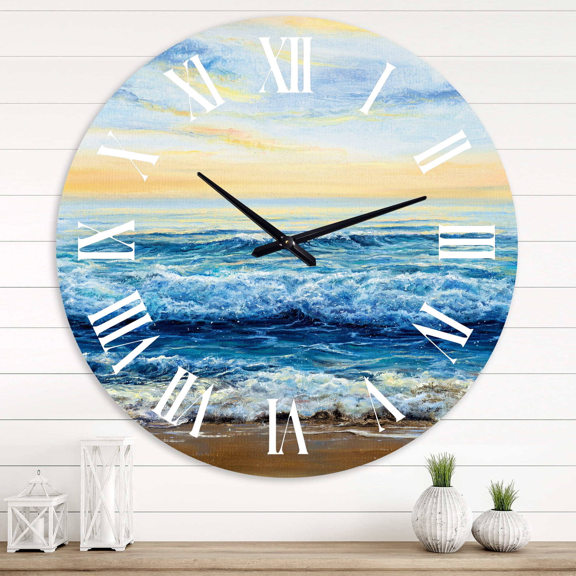 Designart 1 in Quartz Coastal Wall Clock