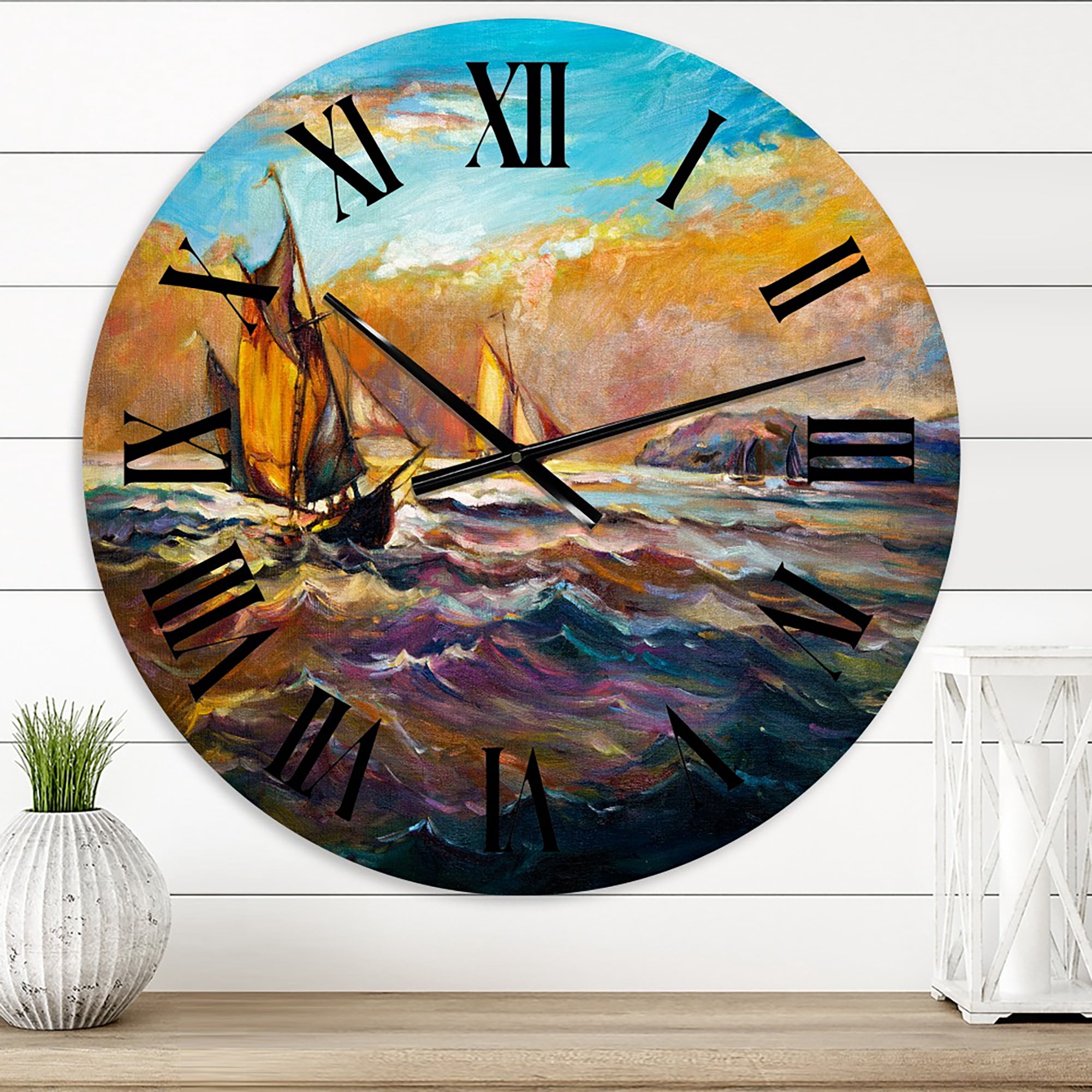 Designart 1 in Quartz Coastal Wall Clock