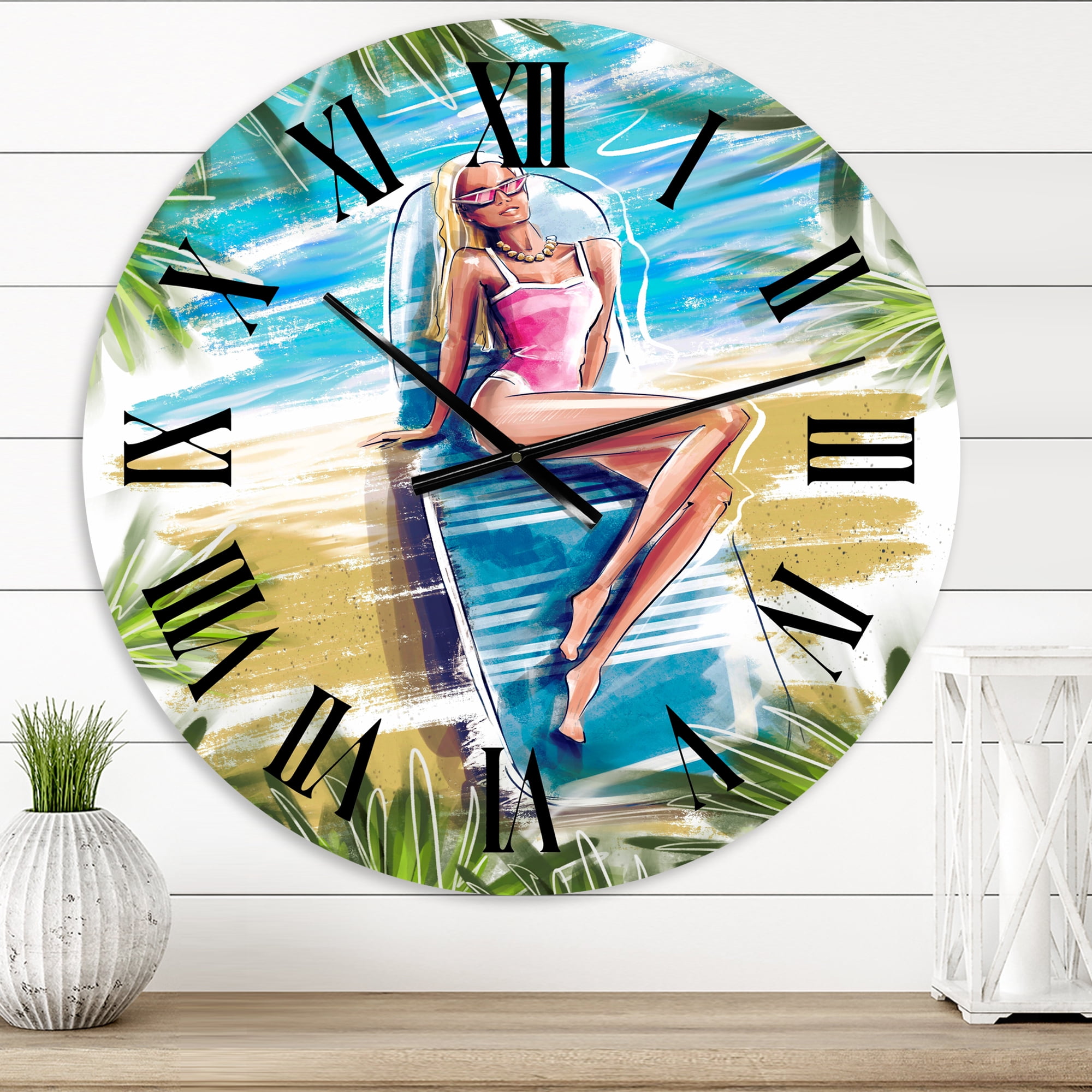 Designart 1 in Quartz Coastal Wall Clock