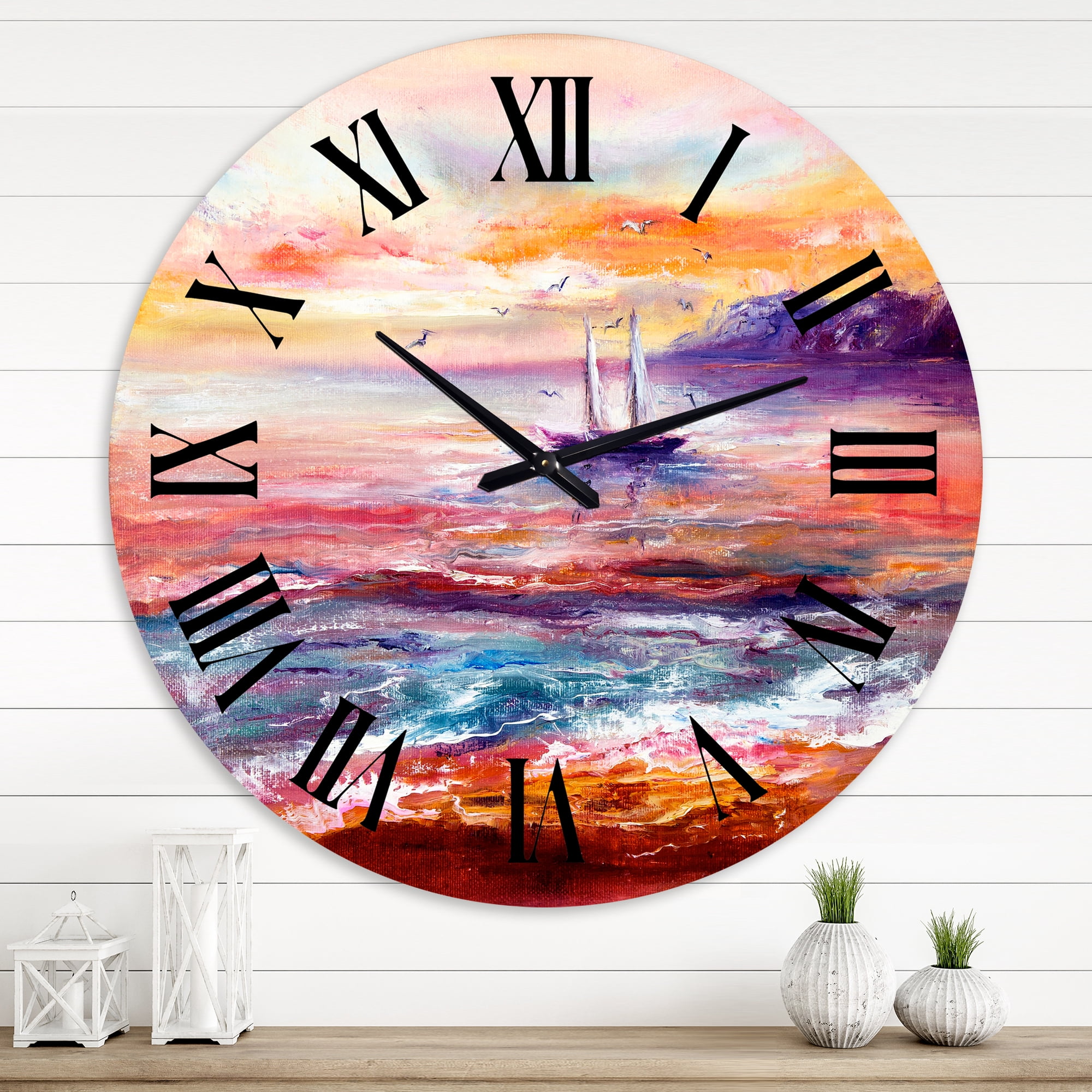 Designart 1 in Quartz Coastal Wall Clock