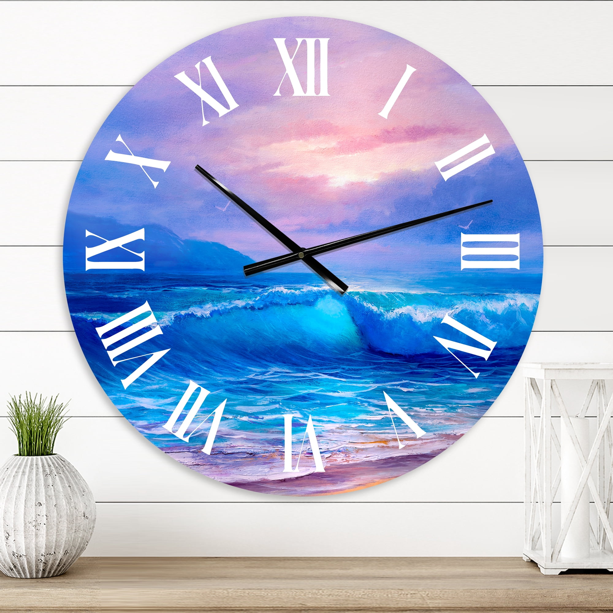 Designart 1 in Quartz Coastal Wall Clock