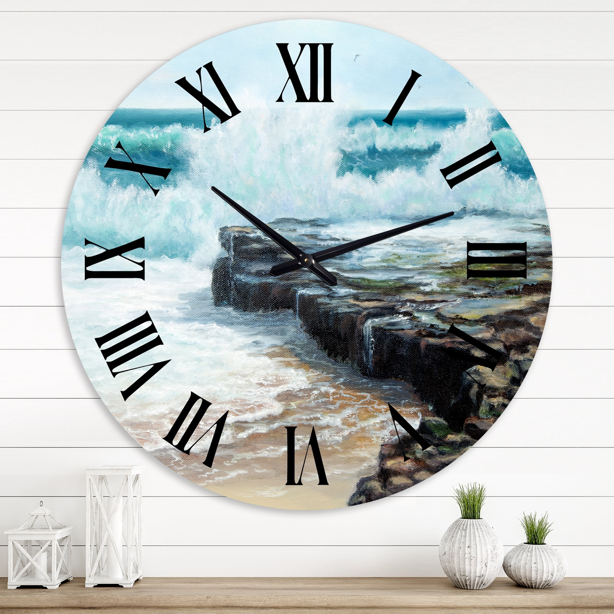 Designart 1 in Quartz Coastal Wall Clock